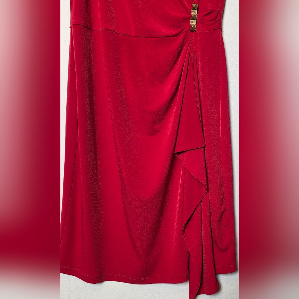 NWT Michael Kors Sleeveless Gathered Stud Bar Women’s Dress Scarlet Size Small - Picture 2 of 13